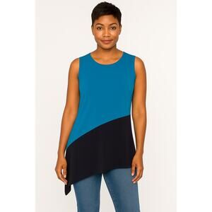 Project Runway Sleeveless Color Block Asymmetrical Top Blue Size - XL